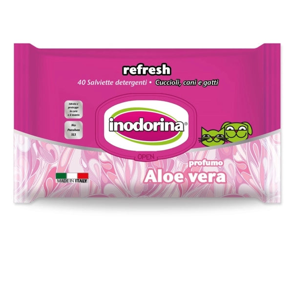 Inodorina osvěžující ubrousky na srst s vůní Aloe vera (40 ks)