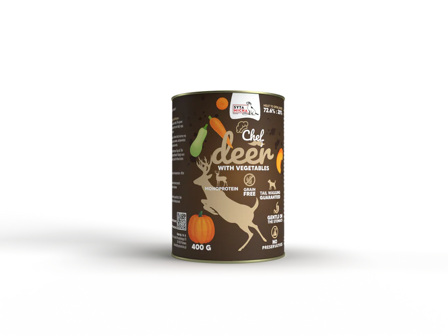 Konzerva pro psy Jelen se zeleninou