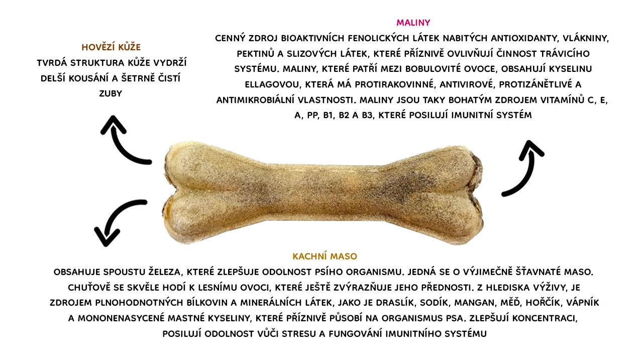 MAXI kosť - Kačica a maliny, 22cm